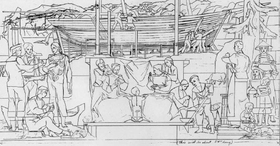 hand drawn sketch of the Morning Star mural